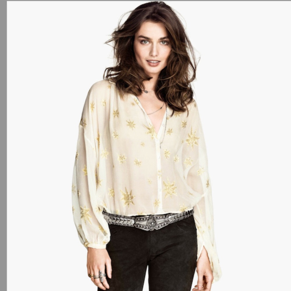 H&M Premium Limited Edition Silk Star Blouse - Excellent
